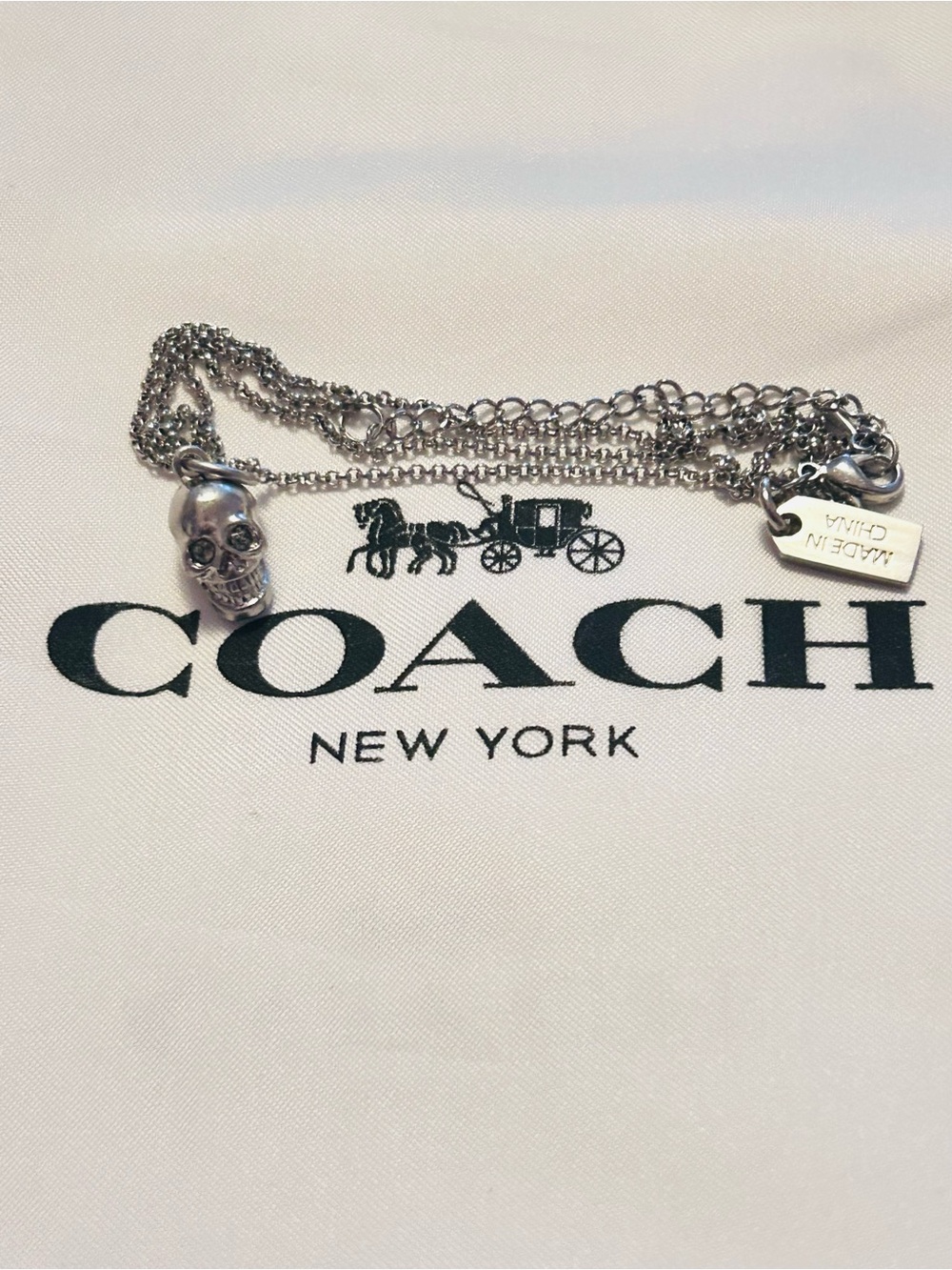 NWOT RARE Coach Y2K Silver Swarovski Skull Necklace - Picture 12 of 13